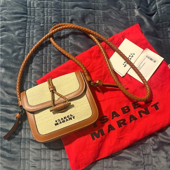 ISABEL MARANT ÉTOILE 
Vigo Flap Raffia & Leather Crossbody Bag - Picture 1 of 8
